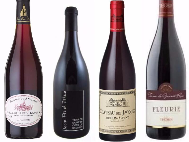 Fleurie Tradition 2015, Côte de Brouilly 2015, Moulin-à-Vent 2013 and Fleurie 2014 Terre de Granit Rose 2014