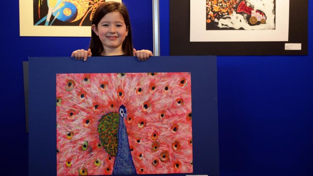 Clodagh McDonagh from Macroom, Co Cork: Winner in the eight- to 10-year-old category, at the presentation to prizewinners in The Credit Union Art Competition, at Croke park, Dublin. Photograph: Eric Luke/The Irish Times