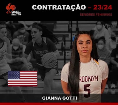 Gianna Gotti: played basketball at Brooklyn College, doing well enough to earn a pro contract with Clube Dos Galitos in Portugal.