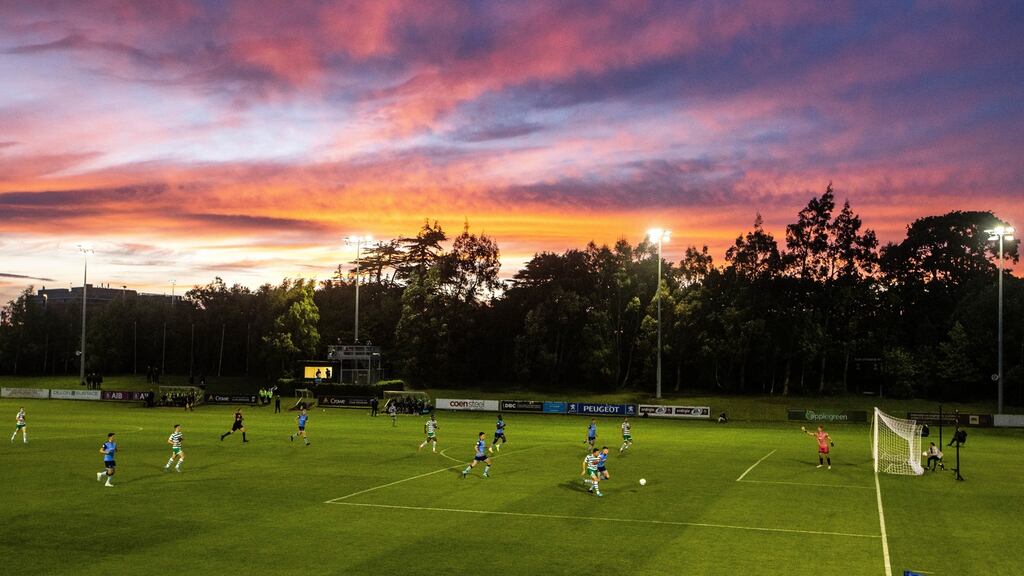 A view of the sunset over the UCD Bowl on Thursday night. Photograph: Ryan Byrne/Inpho
