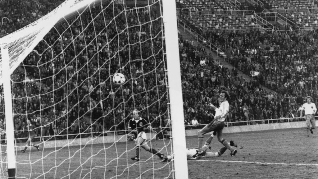Scotland’s Archie Gemmill scores against the Netherlands in 1978. Coming in a 3-2 win for the Scots, it was one of the most memorable goals in World Cup history. Photograph: Hulton Archive/Getty Images)