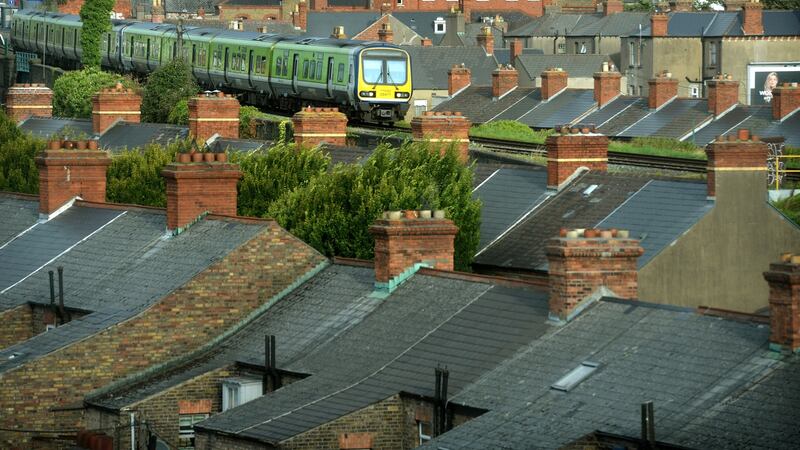 A train travelling from Drumcondra station to the city centre. Photograph: Dara Mac Dónaill