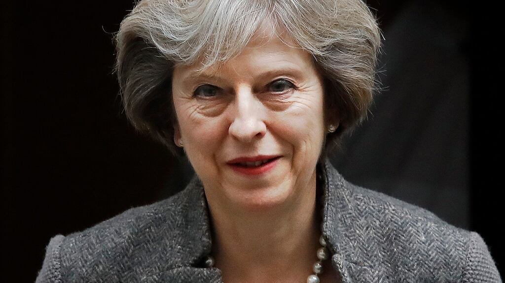 Britain’s prime minister Theresa May: her article 50 pledge has triggered another shuddering drop in the value of sterling. Photograph: Frank Augstein/AP