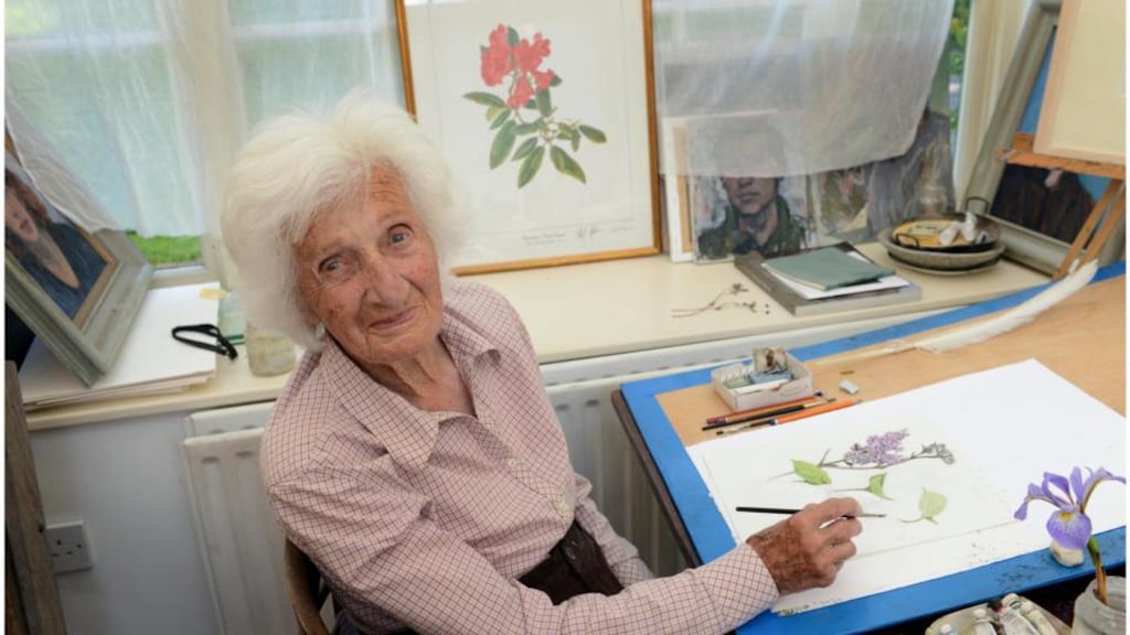 Wendy Walsh at work. She initiated a new era in Irish botanical art and encouraged a later generation of internationally acclaimed artists such as Susan Sex.
Photograph: Brenda Fitzsimons