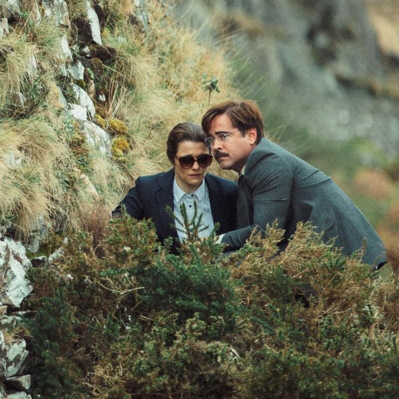 Colin Farrell with Rachel Weisz in The Lobster, from 2015