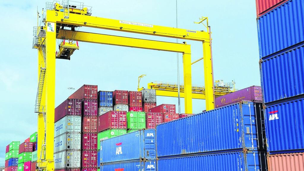 The EU accounted for €4.4bn (34%) of total exports in January, of which €1.3bn went to Belgium and €1bn went to Germany. Photograph: Aidan Crawley/Bloomberg