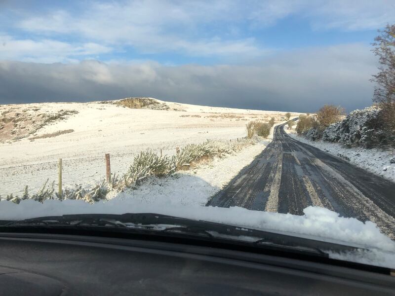 Photo taken with permission from the X, formerly Twitter, account of @rob_northern of snow in North Northumberland. Large parts of Scotland, northern England and Ireland are being warned to brace themselves for snow and ice, with weather warnings issued as temperatures plummet. Photograph: @rob_northern/PA Wire