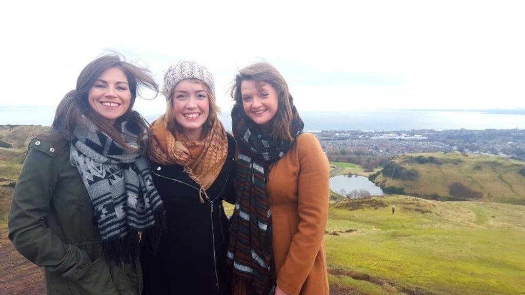 Trudi McDonald (centre) with friends back in Ireland. ‘My pre-conception of moving home was that I’d miss Australia terribly but that I’d slot back into my old life and old social circle here with ease.’