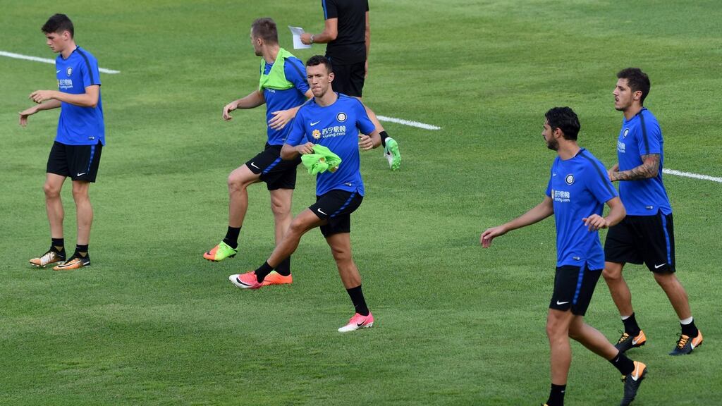 Inter Milan’s Ivan Perisic trains ahead of the International Champions Cup football match against Chelsea. Photograph: Getty Images