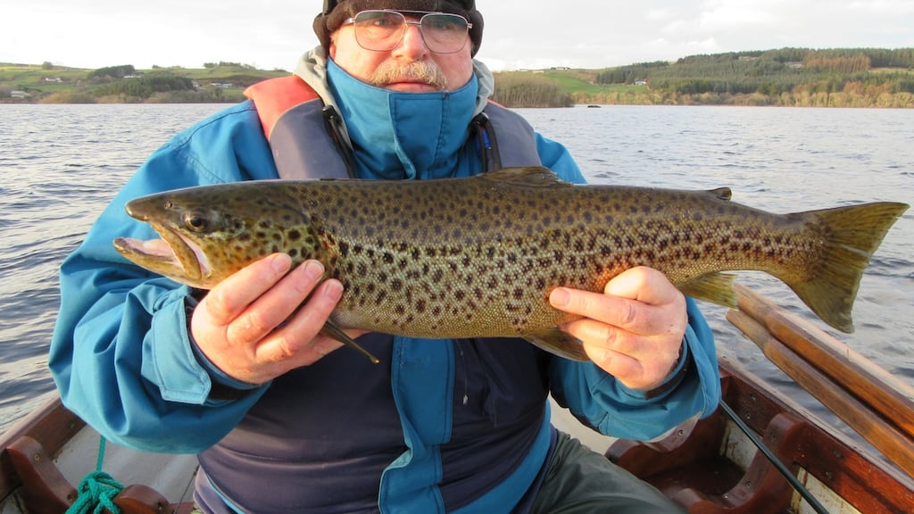 Derek Maguire (Ashbourne) with a fine trout from Cornamona area on Corrib