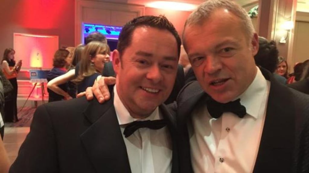 Neven Maguire (left) celebrating his win in the cookbook category at the Irish Book Awards  with television presenter Graham Norton