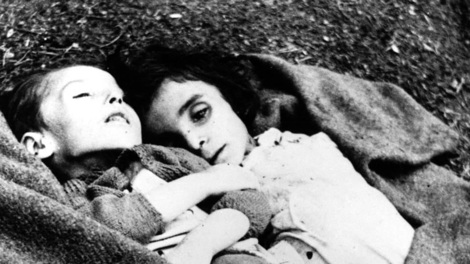 Shoah: two children found barely alive at Bergen-Belsen concentration camp after it was liberated, towards the end of the second World War, in 1945. Photograph: Galerie Bilderwelt/Getty