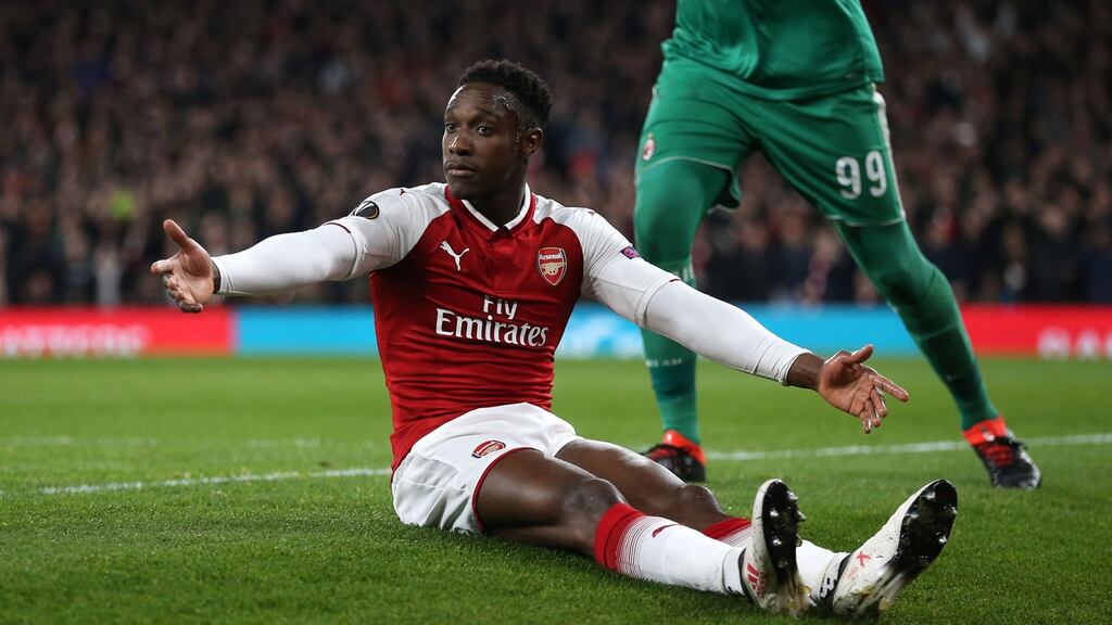 Arsenal’s Danny Welbeck appealing for a penalty at the Emirates Stadium, London. Photograph: PA