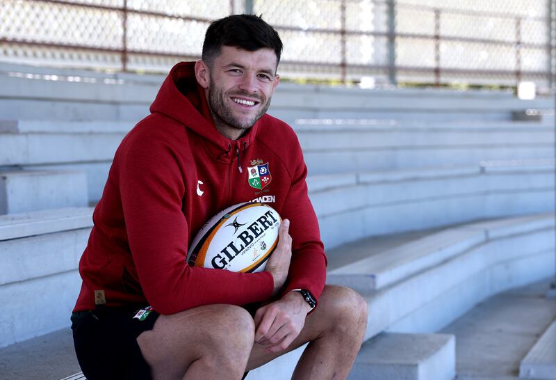Blair Kinghorn poses after the British & Irish Lions captains' run at Churchie School in Brisbane. Photograph: David Rogers/Getty