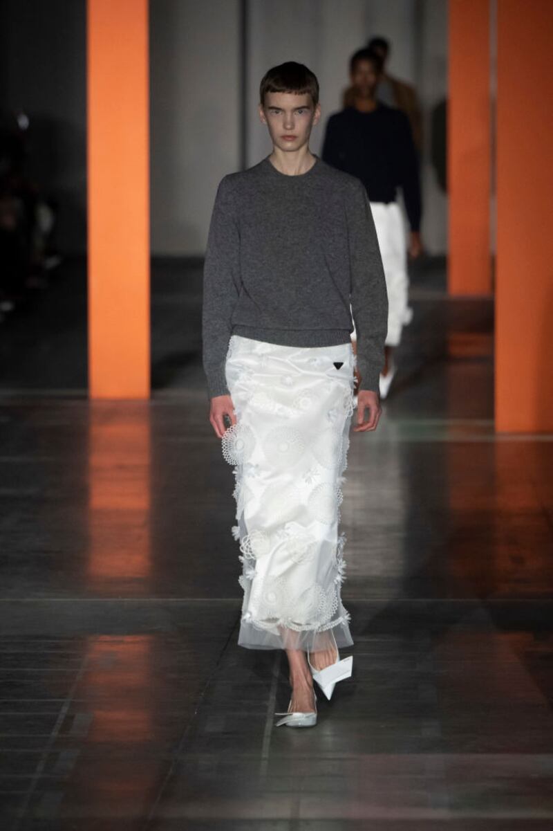 Prada Ready to Wear Fall/Winter 2023-2024 fashion show in Milan, Italy. Photograph: Victor Virgile/ Gamma-Rapho via Getty Images
