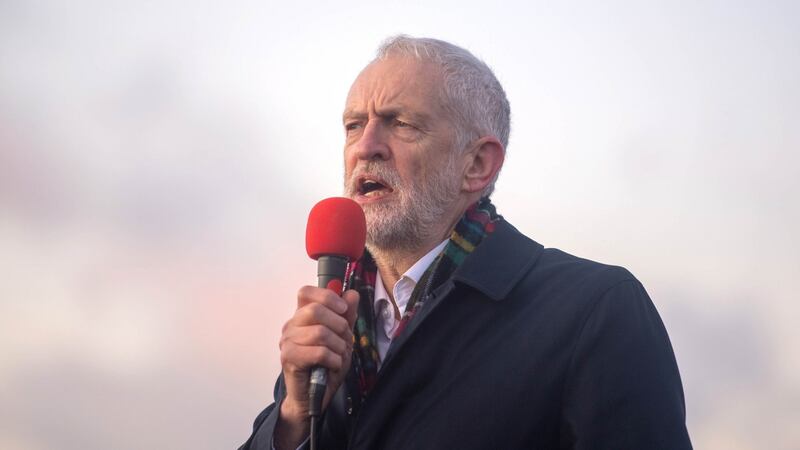 Jeremy Corbyn addresses a rally in Whitby on Sunday. Photograph: Joe Giddens/PA Wire