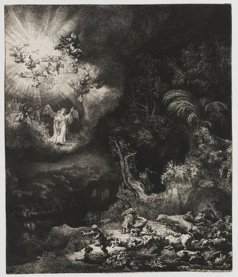 Annunciation to the Shepherds by Rembrandt