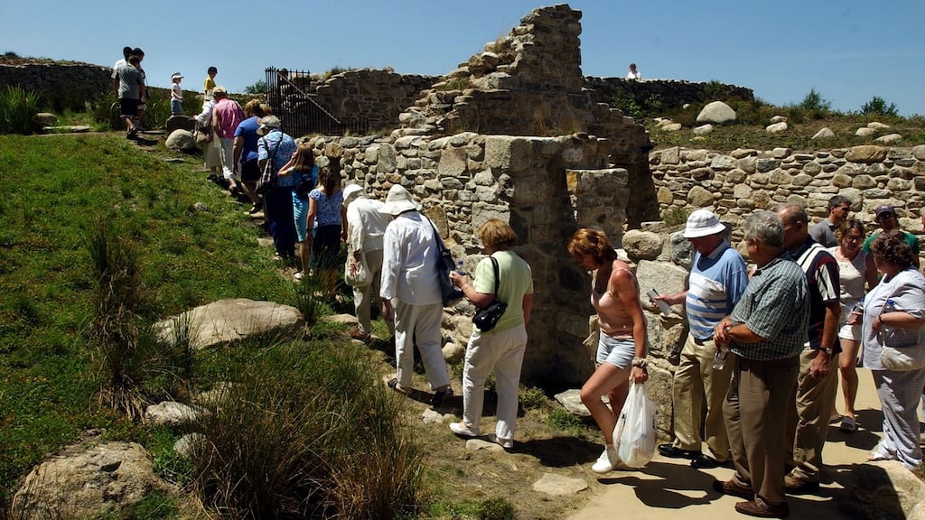 Stone path and  cottage of the Irish Hunger Memorial in New York.Photograph: Stan Honda/AFP/Getty