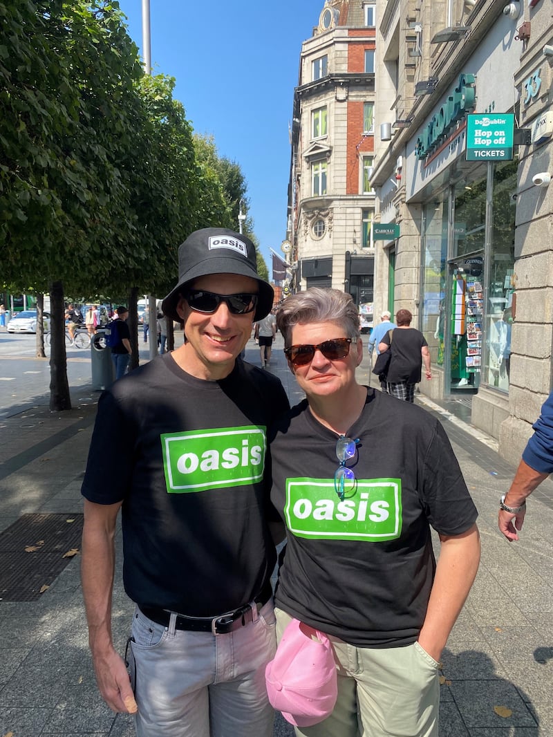 Kevin and Becky O'Brien, who travelled to Dublin from Leicestershire for the Oasis gig