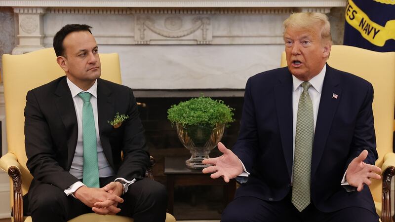 Leo Varadkar and Donald Trump in Washington in March. The US president invited ridicule by suggesting injecting people with disinfectant and dousing them in harmful light might be options worth considering as a means to combat the coronavirus. Photograph:  Chip Somodevilla/Getty Images