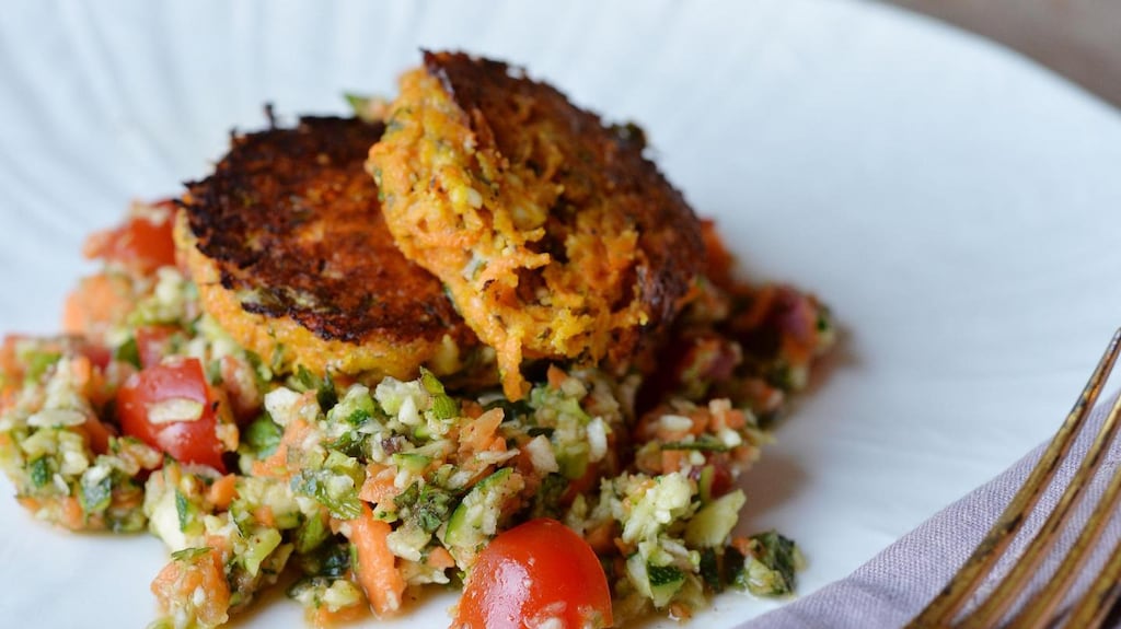 Carrot keftedes with tabouleh. Photograph: Alan Betson