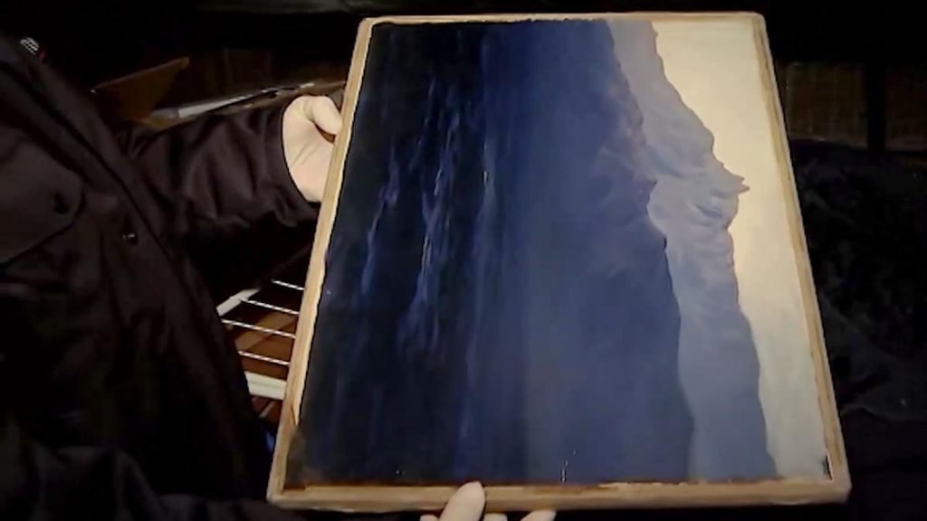 The ‘Ai-Petri, Crimea’ painting, by Russian landscape painter Arkhip Kuindzhi, which was stolen. Photograph: EPA/Russian Internal Affairs Ministry