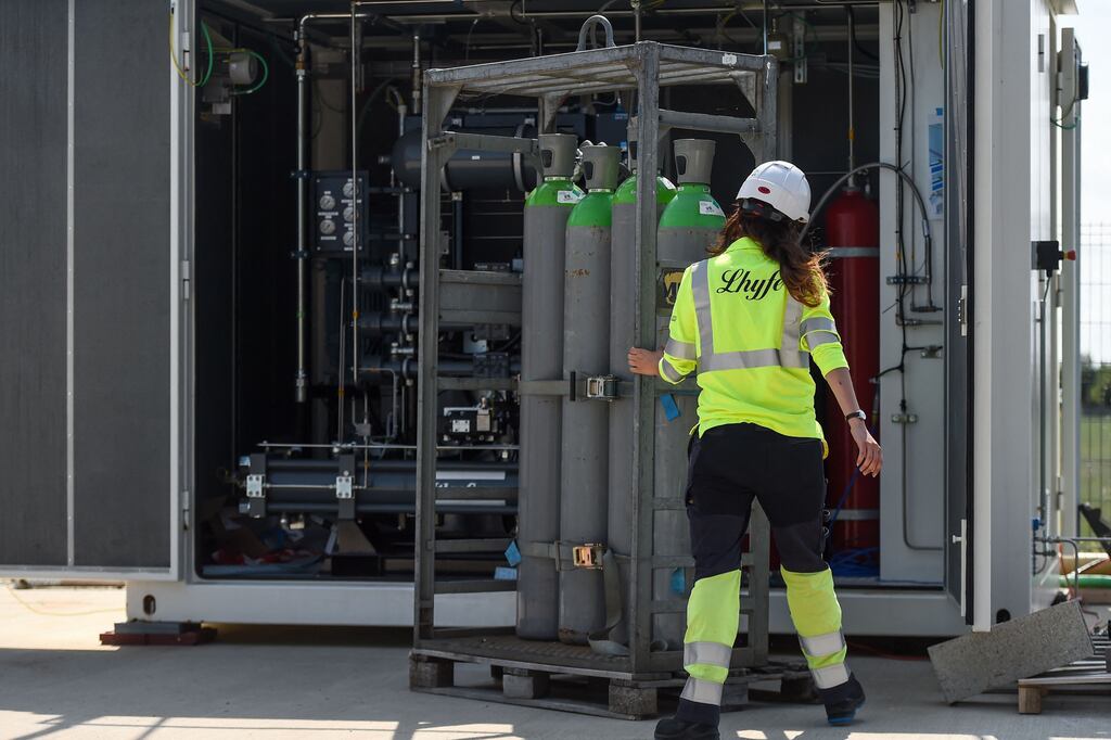 Lhyfe's hydrogen production site, in Bouin, western France. The company plans joint projects with Irish-linked Source Galileo. Photograph: Sebastien Salom-Gomis/AFP