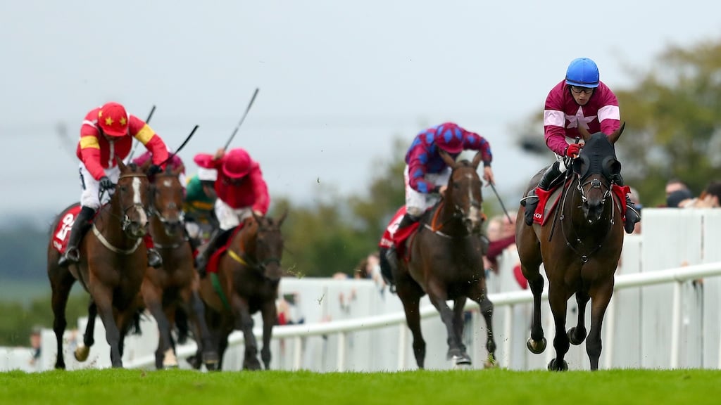 Mark Enright on his way to winning the Galway Plate on Clarcam. Photograph: James Crombie/Inpho