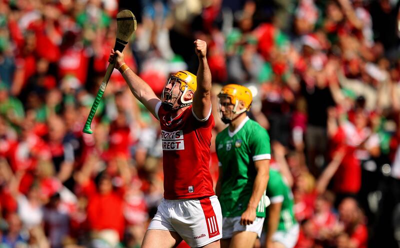Cork’s Niall O'Leary celebrates the semi-final win over Limerick. Photograph: Ryan Byrne/Inpho
