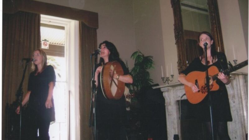 Kerry Mc Manus, Bernadette O’Neill and Sile Coleman playing their first gig in Melbourne.