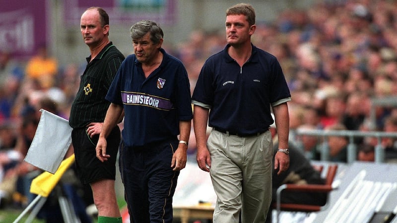 Tony Dempsey and Nicky English during the 2001 semi-final against Wexford. Photo: Lorraine O’Sullivan/Inpho