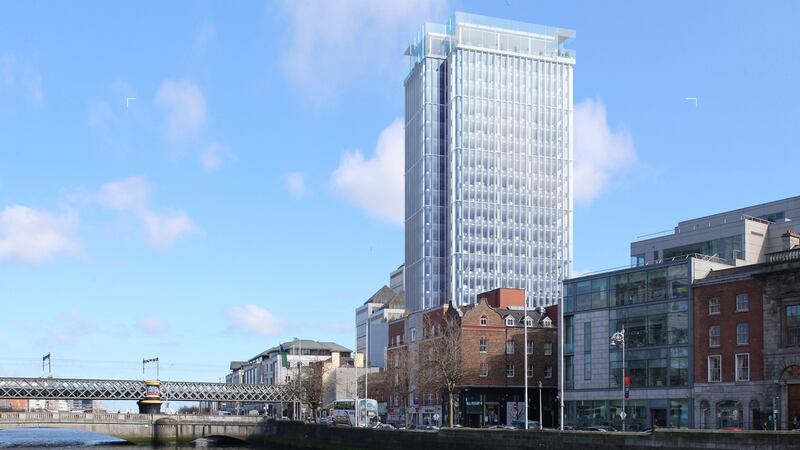 Artist’s impression of Tara House, intended to be a “landmark gateway” marking the transition between Dublin’s historic core and the contemporary architecture of Docklands.