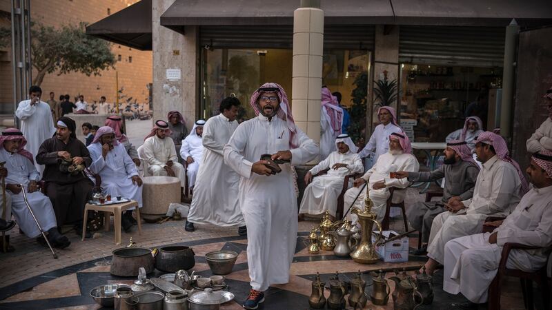 A street vendor conducts an auction of antiques in downtown Riyadh, Saudi Arabia, on April 2nd. Photograph: Sergey Ponomarev/The New York Times