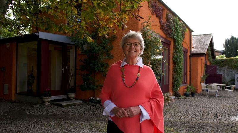 Ethna Dorman outside her Co Dublin converted carriage house. Photograph: RTÉ