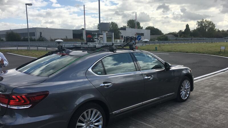 A self-driving Toyota test car.  Toyota promises what it calls Highway Teammate by 2020 (limited autonomous driving on motorways) and Urban Teammate (limited urban autonomous driving) early in the next decade.