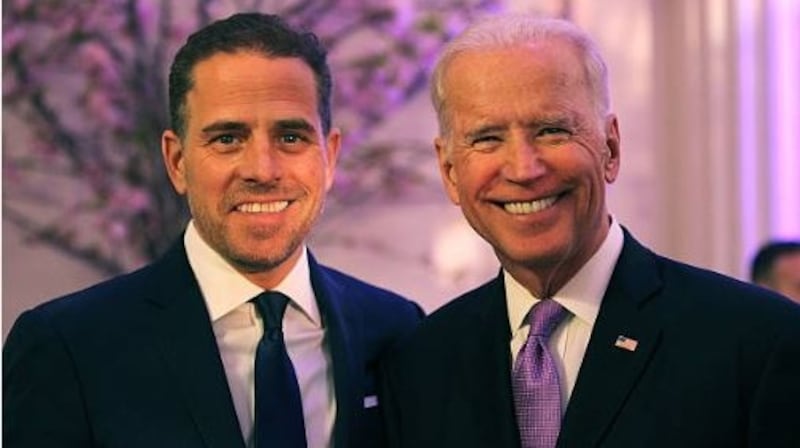 Hunter Biden pictured with his father, Democratic US presidential hopeful in 2020, Joe Biden. File photograph: Getty