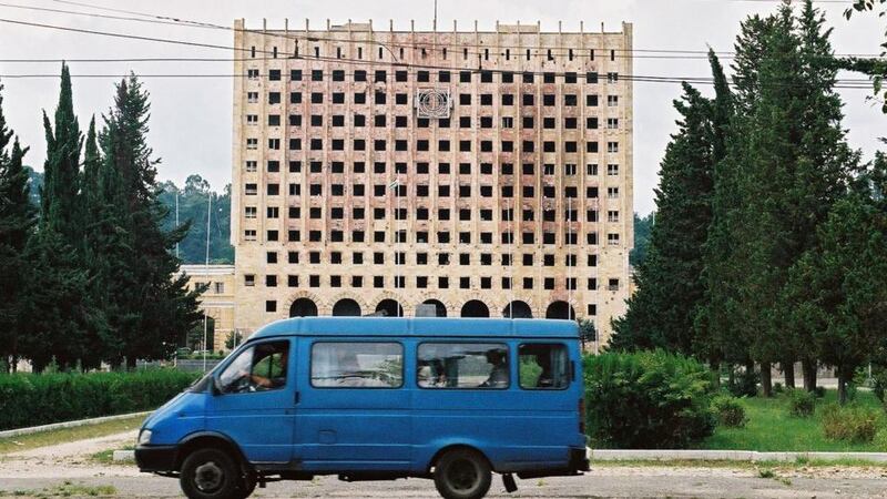 The bombed-out parliament building in Sukhumi, Abkhazia. Photograph: Dan McLaughlin