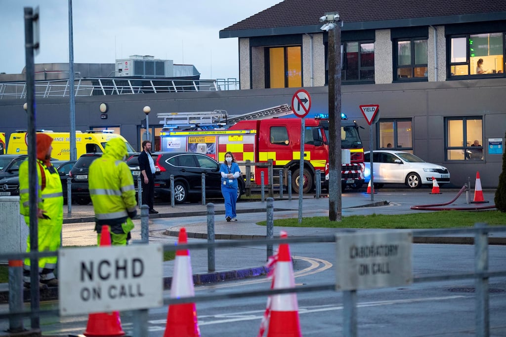 Fire services at Wexford General Hospital on Wednesday: Photograph: Mary Browne
