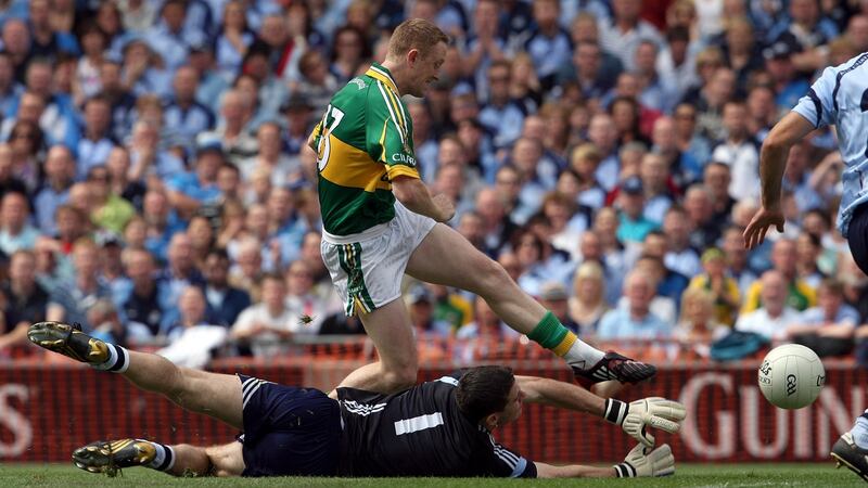 Colm Cooper slots home Kerry’s early goal against Dublin in the All-Ireland quarter-final of 2009. Photograph: Donall Farmer/Inpho