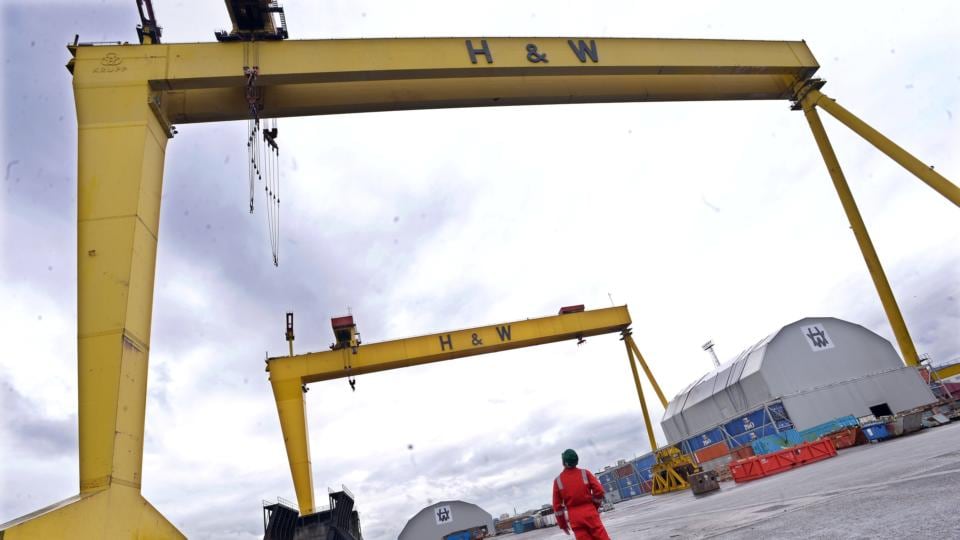 Titanic scale: Samson and Goliath, Harland’s famous yellow cranes. Photograph: Stephen Davison/Pacemaker