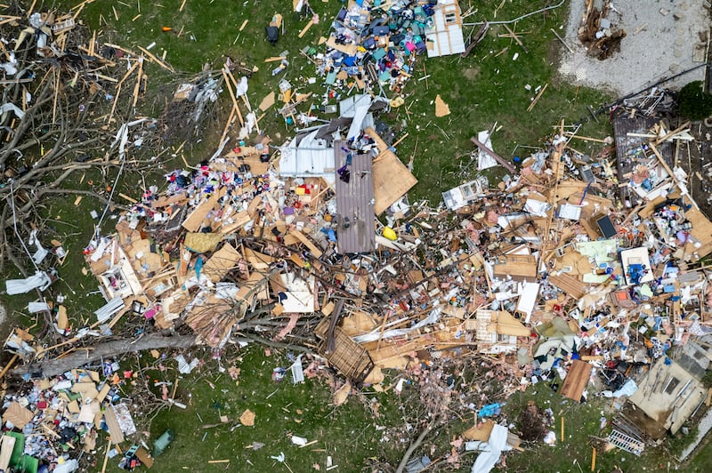 The aftermath of a tornado strike in Sullivan, Indiana. Photograph: AJ Mast/The New York Times