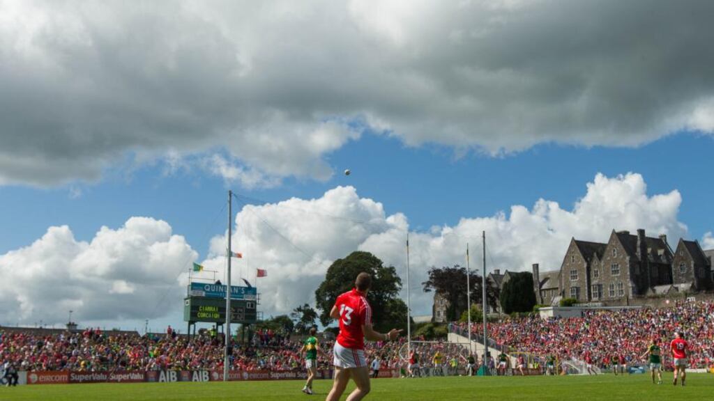 Cork’s Colm O’Neill attempts a late free during the Munster final at Fitzgerald Stadium in Killarney. Photograph: Ryan Byrne/Inpho