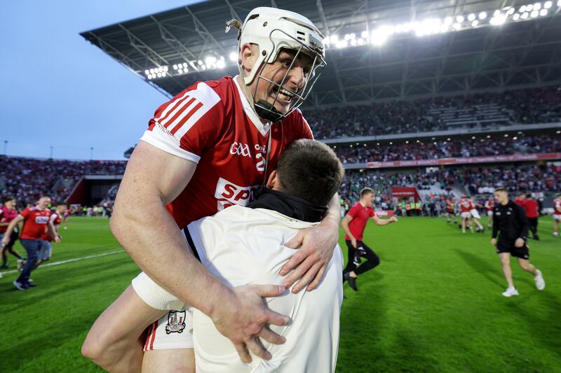 Cork's Tommy O Connell celebrates after last week's victory over Limerick. Photograph: Laszlo Geczo/Inpho