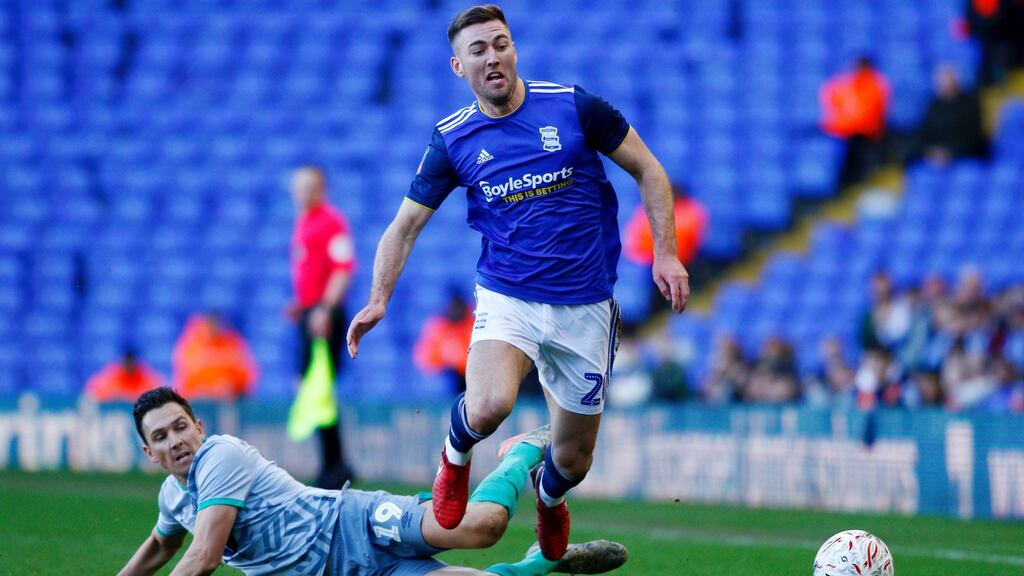 Birmingham’s Gary Gardener is tackled by Stewart Downing of Blackburn Rovers during their FA Cup third round match at St Andrew’s stadium, Birmingham. Photograph: Morgan Harlow/Getty Images