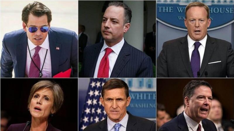 Clockwise from top left: Anthony Scaramucci, Reince Priebus, Sean Spicer, James Comey, Michael Flynn and Sally Yates have all been fired or resigned during the Trump administration. Photographs: NYTIMES, AFP, REUTERS