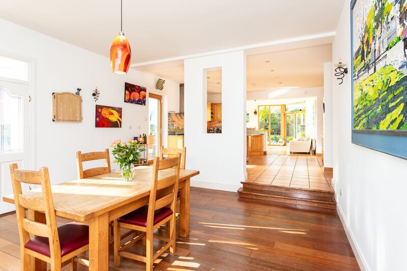 Dining area down from kitchen