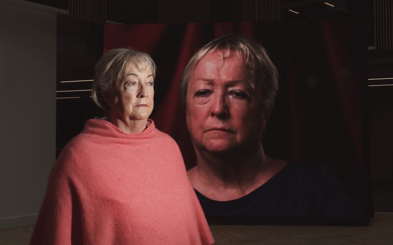 Northern Ireland Women’s Coalition co-leader Monica Williams at the launch of the exhibition in Belfast. Photograph: Darren Kid/Press Eye/PA
