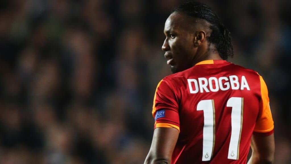 Galatasaray’s Didier Drogba during last night’s game at Stamford Bridge. Photograph: Clive Rose/Getty Images