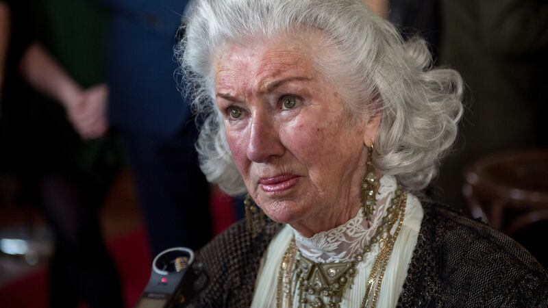 Philomena Lynott, the  mother of legendary Irish rock icon and Thin Lizzy frontman Phil Lynott, photographed at the National Wax Museum in Dublin in February 2018, where she unveiled a waxwork of herself sculpted by artist PJ Heraty. Photograph: Brenda Fitzsimons/The Irish Times