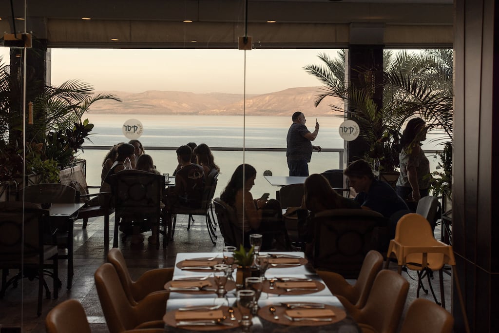 Israelis evacuated from near the Lebanese border in a hotel in Tiberias, Israel, last year. More than 150,000 people have been driven from their homes on both sides of the frontier as Israeli forces clash with Hizbullah militants. Photograph: Avishag Shaar-Yashuv/The New York Times
